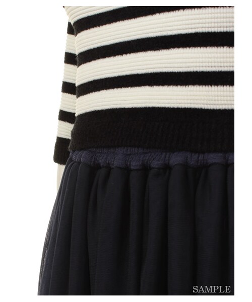 LILY BROWN（リリーブラウン）の「[2014AW MOOK限定]クロップドニットコンビチュールスカート（トップス＋ボトムセット・レディース・GRY/NVY・F）」の10枚目の写真