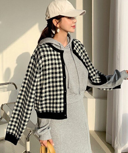 DHOLIC（ディーホリック）の「チェックカーディガン（カーディガン/ボレロ・レディース・スカイブルー/イエロー/ホワイト/グリーン/ベージュ・ONESIZE）」の2枚目の写真