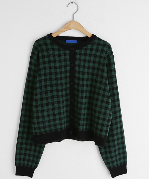 DHOLIC（ディーホリック）の「チェックカーディガン（カーディガン/ボレロ・レディース・スカイブルー/イエロー/ホワイト/グリーン/ベージュ・ONESIZE）」の5枚目の写真