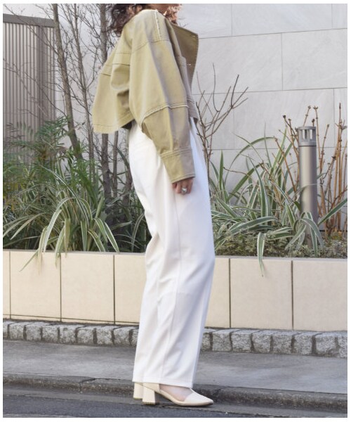 w closet(ダブルクローゼット)の「配色ステッチ袖ボリュームショートジャケット【2月中旬入荷】(ジャケット/アウター・レディース・Lベージュ/カーキ・FREE/M/L)」の21枚目の写真