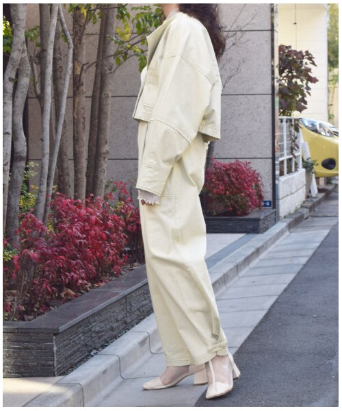 w closet(ダブルクローゼット)の「配色ステッチ袖ボリュームショートジャケット【2月中旬入荷】(ジャケット/アウター・レディース・Lベージュ/カーキ・FREE/M/L)」の11枚目の写真