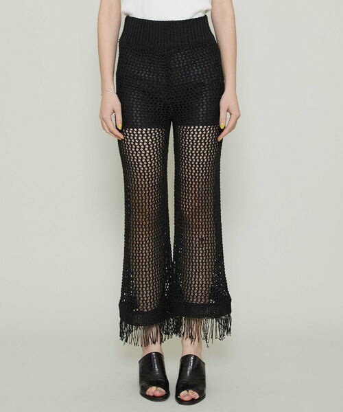 muller of yoshiokubo（ミュラーオブヨシオクボ）の「ラティスフリンジパンツ (MLS21807)（パンツ・レディース・BLACK・36/38）」の3枚目の写真
