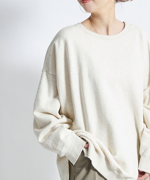 DouDou（ドゥドゥ）の「オゾン加工ダメージスウェット（Tシャツ/カットソー・レディース・オフホワイト/ライトグレー/チャコールグレー・F）」の2枚目の写真