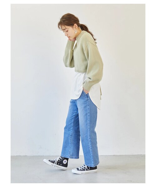 earth music&ecology(アースミュージックアンドエコロジー)の「COTTON USAデニムパンツ(フレア)(パンツ・ミディアムインディゴ/ダークインディゴ・S/M/L)」の9枚目の写真