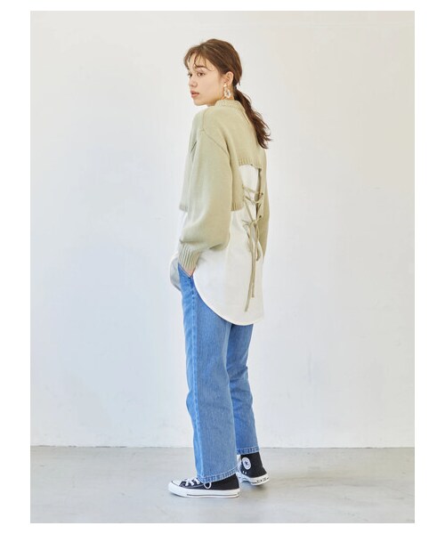 earth music&ecology(アースミュージックアンドエコロジー)の「COTTON USAデニムパンツ(フレア)(パンツ・ミディアムインディゴ/ダークインディゴ・S/M/L)」の10枚目の写真