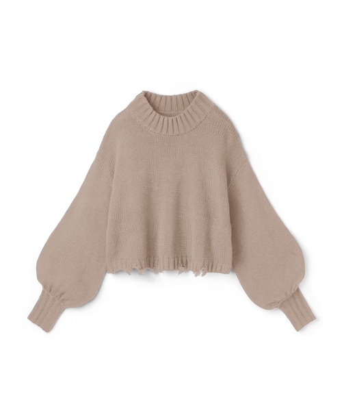 GRL（グレイル）の「裾クラッシュボリュームスリーブニットトップス（ニット/セーター・レディース・アイボリー/ベージュ・F）」の2枚目の写真