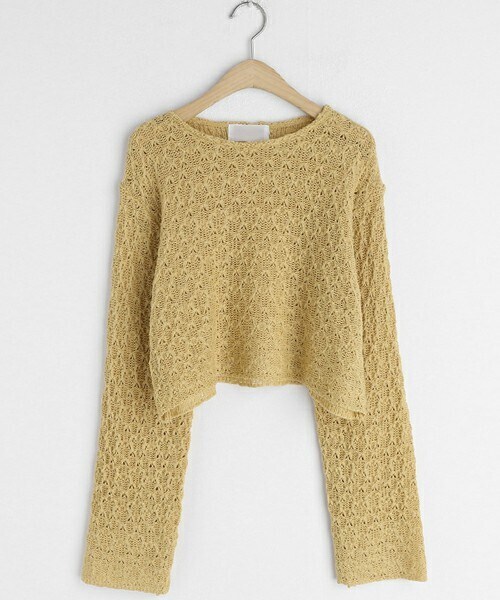 DHOLIC（ディーホリック）の「シアークロップドニット（ニット/セーター・レディース・パープル/ホワイト/イエロー/ブラック・ONESIZE）」の4枚目の写真