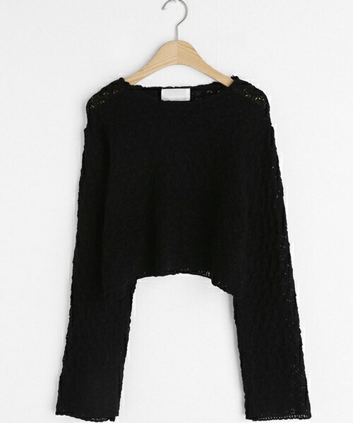 DHOLIC（ディーホリック）の「シアークロップドニット（ニット/セーター・レディース・パープル/ホワイト/イエロー/ブラック・ONESIZE）」の3枚目の写真