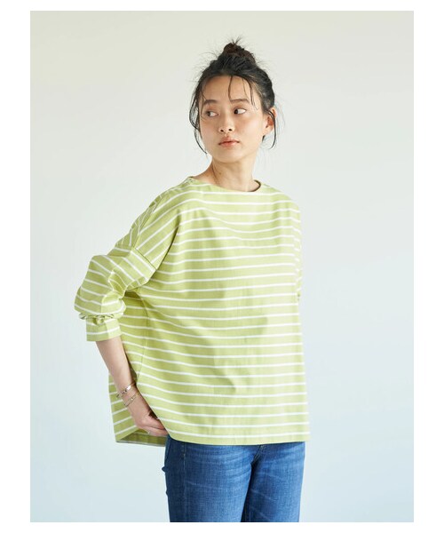 AMERICAN HOLIC（アメリカンホリック）の「ベビーウエイトボーダーボートネックプルオーバー（トップス・アイボリー/ピンク/イエロー/サックスブルー/ネイビー・M/L）」の20枚目の写真