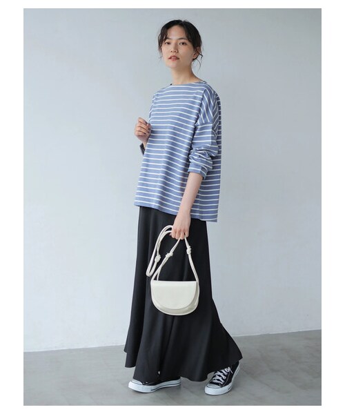 AMERICAN HOLIC（アメリカンホリック）の「ベビーウエイトボーダーボートネックプルオーバー（トップス・アイボリー/ピンク/イエロー/サックスブルー/ネイビー・M/L）」の14枚目の写真