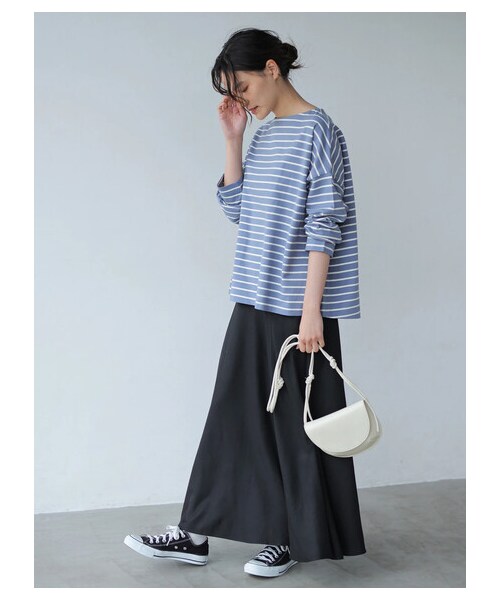 AMERICAN HOLIC（アメリカンホリック）の「ベビーウエイトボーダーボートネックプルオーバー（トップス・アイボリー/ピンク/イエロー/サックスブルー/ネイビー・M/L）」の15枚目の写真