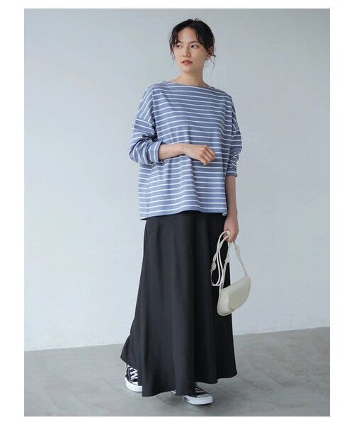 AMERICAN HOLIC（アメリカンホリック）の「ベビーウエイトボーダーボートネックプルオーバー（トップス・アイボリー/ピンク/イエロー/サックスブルー/ネイビー・M/L）」の13枚目の写真