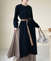 DHOLIC | ラウンドスリットロングニット(ニット/セーター)