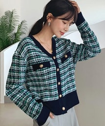 DHOLIC | ツイード風配色カーディガン(カーディガン/ボレロ)