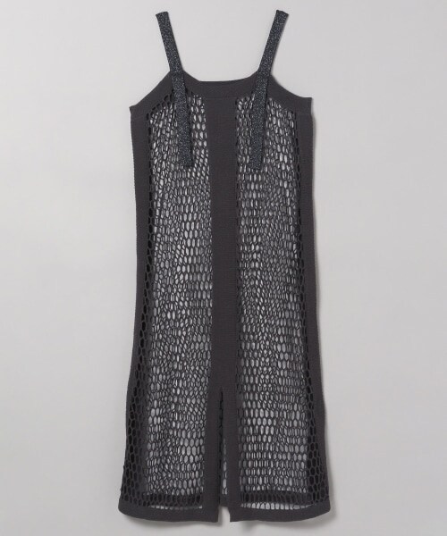 JEANASIS（ジーナシス）の「クラフトネット2Pノースリーブワンピース（ワンピース/ドレス・ブラック()/ベージュ()）」の7枚目の写真