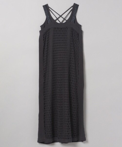 JEANASIS（ジーナシス）の「クラフトネット2Pノースリーブワンピース（ワンピース/ドレス・ブラック()/ベージュ()）」の6枚目の写真