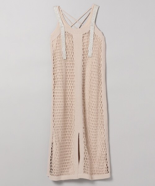 JEANASIS（ジーナシス）の「クラフトネット2Pノースリーブワンピース（ワンピース/ドレス・ブラック()/ベージュ()）」の2枚目の写真