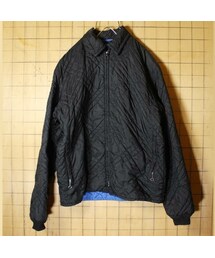 --（--）の「50s 60s PACIFIC TRAIL リバーシブル キルティング ナイロン ジャケット メンズM相当 ブラック ブルー フード アメリカ古着（ナイロンジャケット・メンズ）」