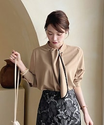 DHOLIC | 配色ラインリボンブラウス(シャツ/ブラウス)