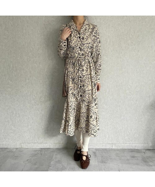 Copine コピン の 21ss モノトーンの花柄が大人可愛い ロングワンピース 2color ワンピース Wear