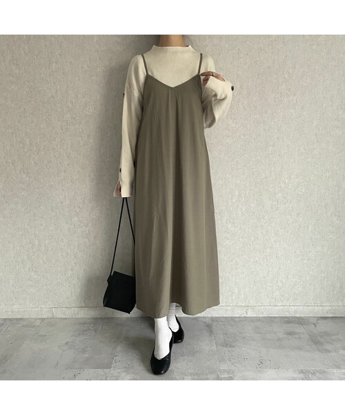 copine(コピン)の「【2021ss】裾サイドスリットデザイン!バックレースアップキャミワンピース(2color)(ワンピース・レディース・グリーン/ブラック・ワンサイズ)」の1枚目の写真