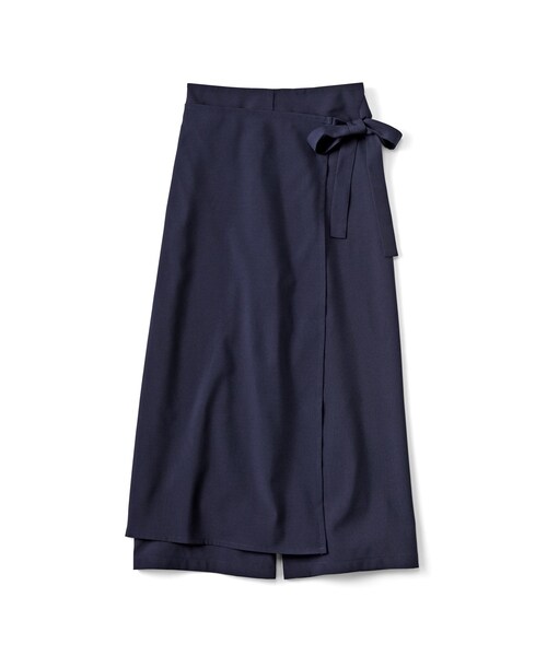 シロップ.(シロップ.)の「スカート見え ラップパンツ〈ネイビー〉(レディースファッション > ボトムス > パンツ・レディース・ネイビー・股下54cm)」の1枚目の写真