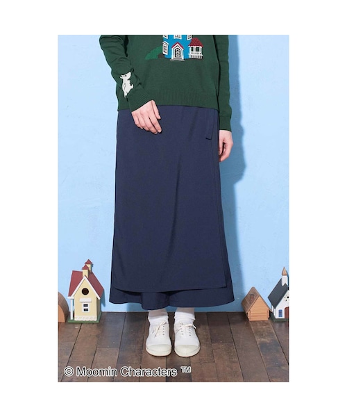シロップ.(シロップ.)の「スカート見え ラップパンツ〈ネイビー〉(レディースファッション > ボトムス > パンツ・レディース・ネイビー・股下54cm)」の2枚目の写真