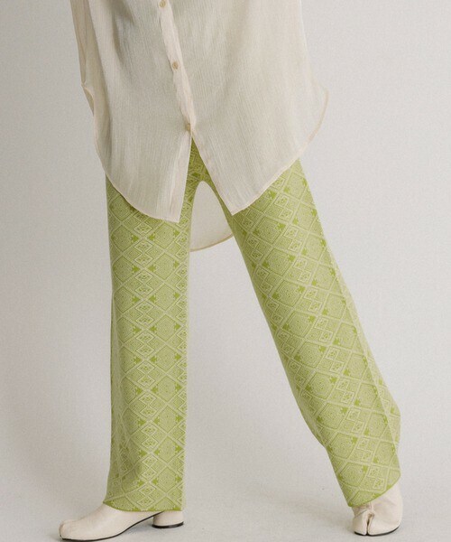 VACANCY（ヴァカンシー）の「ジャガード柄ニットワイドパンツ（その他パンツ・レディース・ブラック/グリーン/ホワイト・FREE）」の3枚目の写真