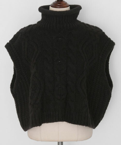 DHOLIC STYLE（ディーホリックスタイル）の「[qnigirls] ハイネックツイストニットベスト（ベスト・レディース・ホワイト/ブラック/ベージュ・FREE）」の2枚目の写真