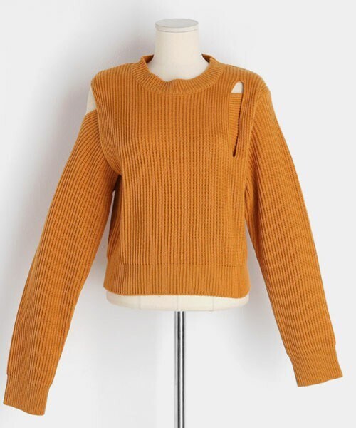 DHOLIC（ディーホリック）の「ラウンドユニークニット（ニット/セーター・レディース・イエロー/ベージュ/オレンジ/ブラック・FREE）」の4枚目の写真