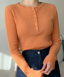 DHOLIC | ヘンリーネックリブスリムニット(ニット/セーター)