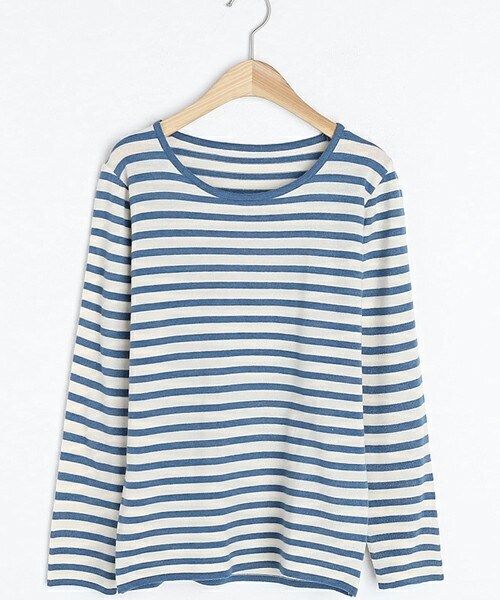 DHOLIC（ディーホリック）の「ラウンドボーダーニット（ニット/セーター・レディース・グリーン/パープル/ブルー/ブラウン/ブラック・ONESIZE）」の4枚目の写真