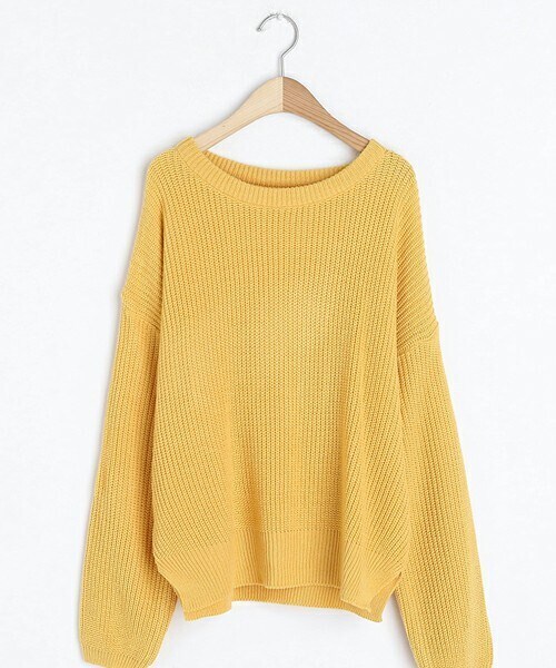 DHOLIC（ディーホリック）の「ルーズラウンドニット（ニット/セーター・レディース・ホワイト/その他/ブルー/ピンク/イエロー/ベージュ・ONESIZE）」の4枚目の写真