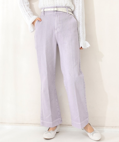 one after another NICE CLAUP（ワンアフターアナザーナイスクラップ）の「ベルト付きデニムパンツ（その他パンツ・レディース・アイボリー/ラベンダー/ブルー/ネイビー・1/2）」の2枚目の写真