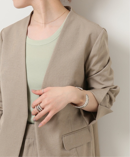 SPICK AND SPAN リネンノーカラージャケット スピックアンドスパン