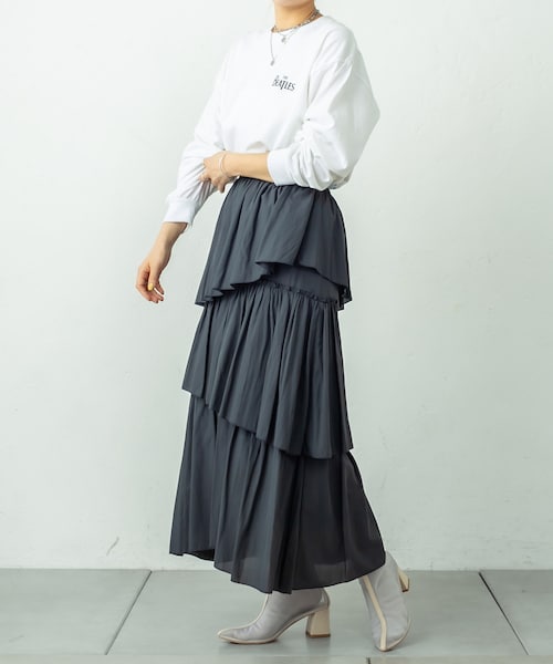 mystic(ミスティック)の「ランダムティアードスカート(スカート・レディース・オフホワイト/イエロー/ブラック・F)」の2枚目の写真