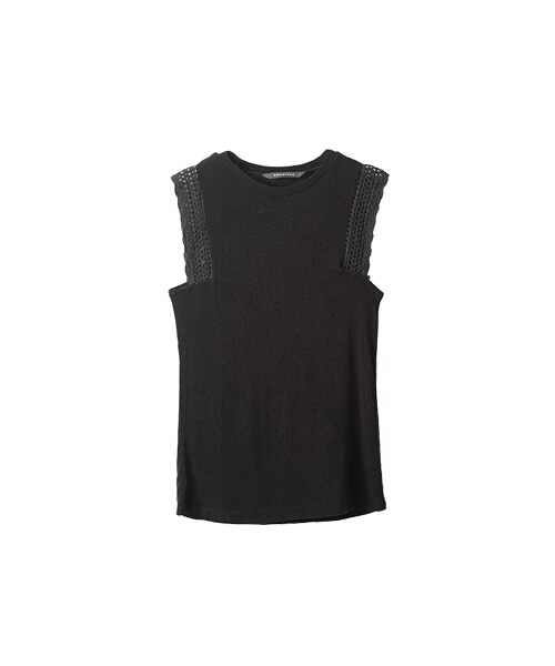 gracegift(グレースギフト)の「晴空秋語 韓國縷空蕾絲無袖上衣(トップス・レディース・米白/黑・F)」の6枚目の写真