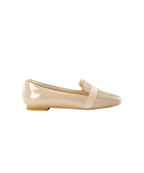 gracegift（グレースギフト）の「微方頭鏡面漆皮簡約樂福鞋（シューズ・レディース・杏色/黑・35/36/37/38/39/40/41）」の2枚目の写真