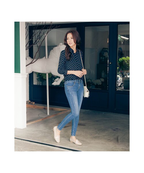 gracegift（グレースギフト）の「微方頭鏡面漆皮簡約樂福鞋（シューズ・レディース・杏色/黑・35/36/37/38/39/40/41）」の7枚目の写真