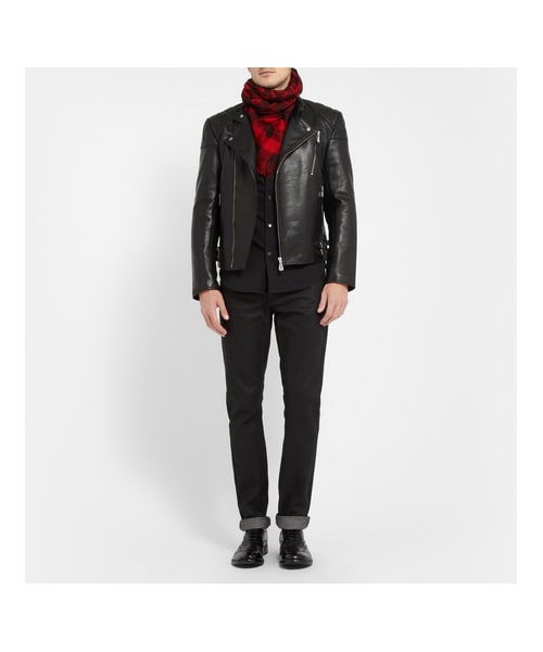 McQ Alexander McQueen（マックキューアレキサンダーマックイーン）の「Patterned Fine Woven-Cotton Scarf（アクセサリー・メンズ・Red・One Size）」の2枚目の写真