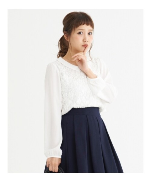 MAJESTIC LEGON（マジェスティックレゴン）の「○レースレイヤードブラウス（トップス・レディース・オフ/アイボリー/ブラック・Free）」の7枚目の写真