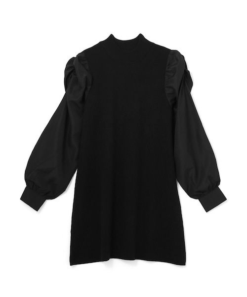 GRL(グレイル)の「パワショル切り替えニットミニワンピース(ワンピース・レディース・ブラック・S)」の1枚目の写真