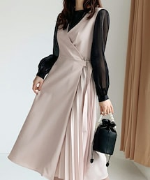 DHOLIC | プリーツラップワンピース(ジャンパースカート)