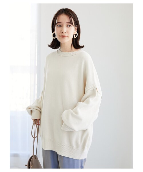 Green　Parks（グリーンパークス）の「・SUGAR SPOON 2wayリバースニットプル（トップス・アイボリー/チャコールグレー/モカ・F）」の6枚目の写真