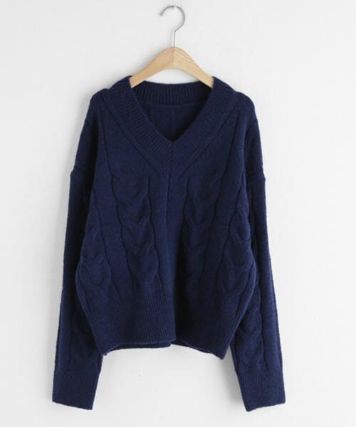 DHOLIC（ディーホリック）の「ツイストVネックニット（ニット/セーター・レディース・ホワイト/ブラウン/ブラック/ブルー/イエロー・FREE）」の2枚目の写真