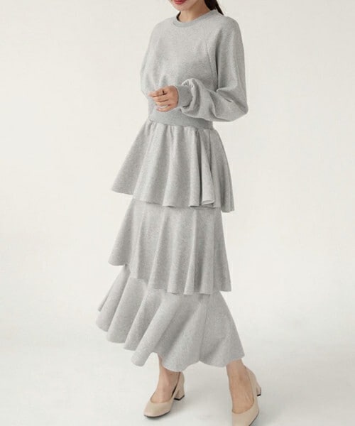 DHOLIC(ディーホリック)の「ティアードワンピース(ワンピース・レディース・イエロー/グレー/ブラック・ONESIZE)」の3枚目の写真