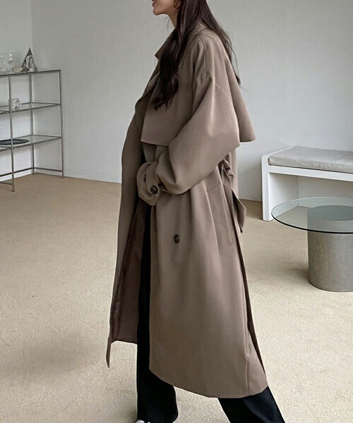 DHOLIC(ディーホリック)の「ストラップ付ガンフラトレンチコート(トレンチコート・レディース・ブラウン/ベージュ/ブラック・ONESIZE)」の1枚目の写真