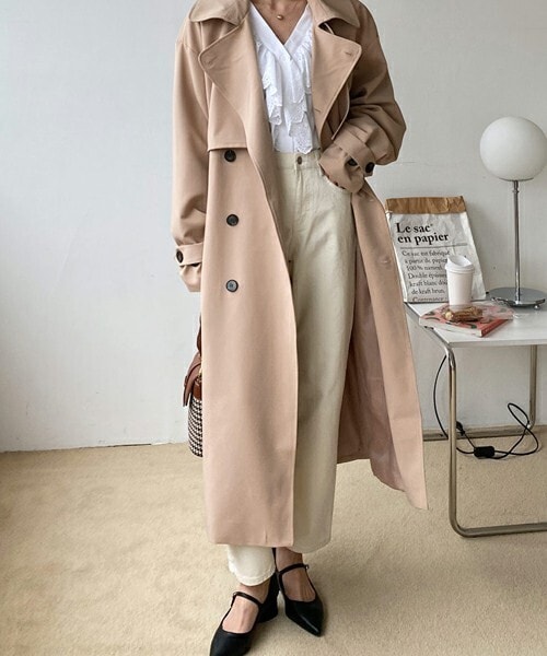 DHOLIC(ディーホリック)の「ストラップ付ガンフラトレンチコート(トレンチコート・レディース・ブラウン/ベージュ/ブラック・ONESIZE)」の3枚目の写真