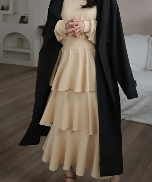 DHOLIC(ディーホリック)の「ストラップ付ガンフラトレンチコート(トレンチコート・レディース・ブラウン/ベージュ/ブラック・ONESIZE)」の2枚目の写真