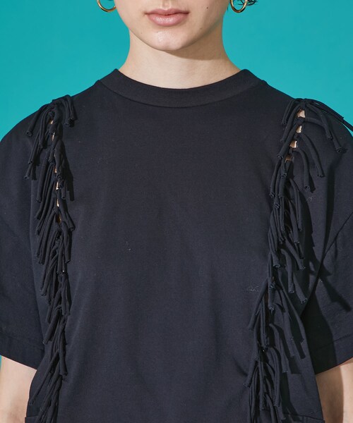 トーガプルラ TOGA PULLA フリンジジャージーTシャツ TP11-JK277 ホワイト サイズ：36 TOGA PULLA（トーガ プルラ）の「フリンジジャージーTシャツ